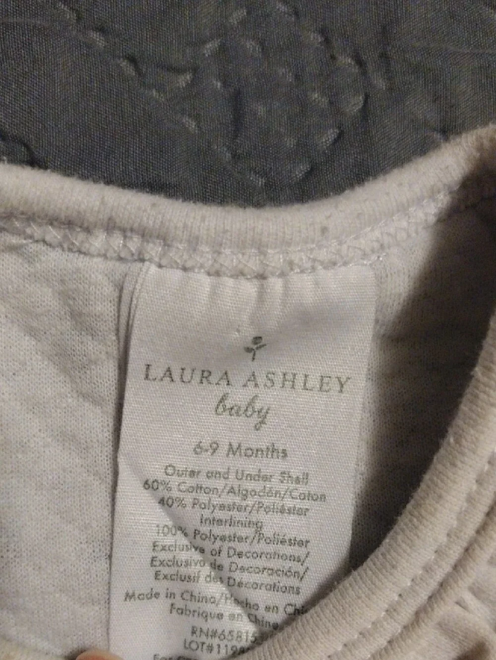 Laura Ashley Cream Footed One-Piece with Light Blue Floral Print